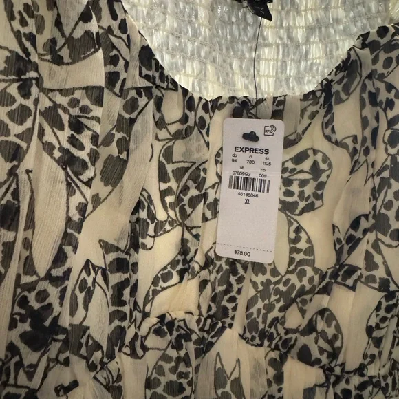 Express Black and White Mini Babydoll Dress - Picture 3 of 3